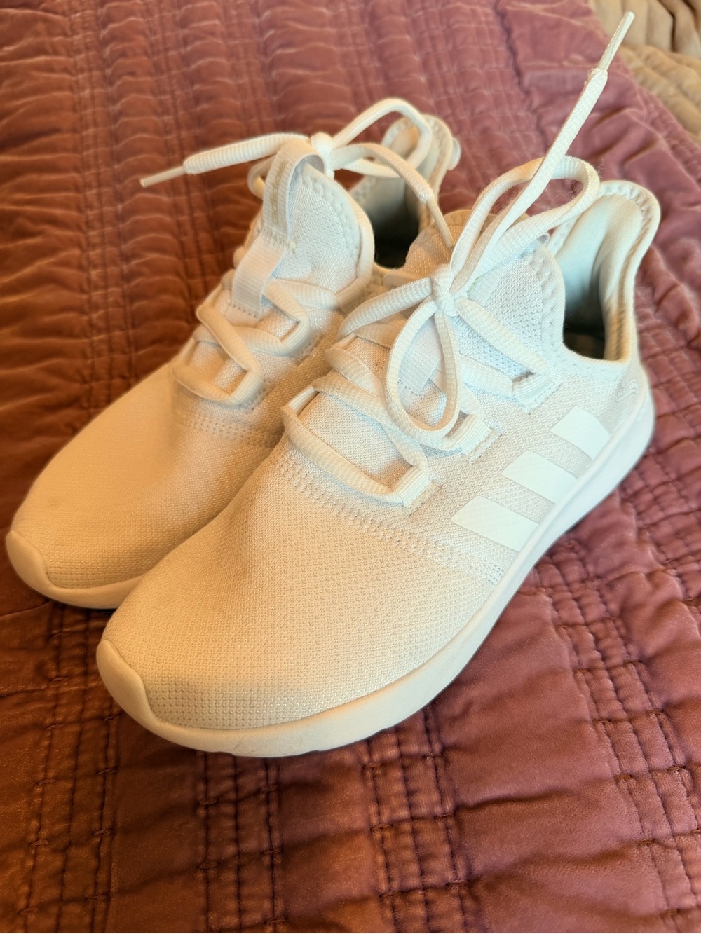 adidas White Lightweight Knit Sneakers